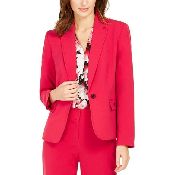 New! NINE WEST Women's Notch Collar Red Blazer Jacket 1-Button With Pockets XL - Picture 1 of 7